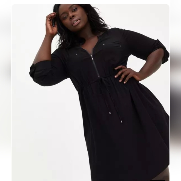 Torrid 1 Mini Challis Zip Front Dress Long Sleeve City Chic Casual #drs8.10 - Picture 2 of 10